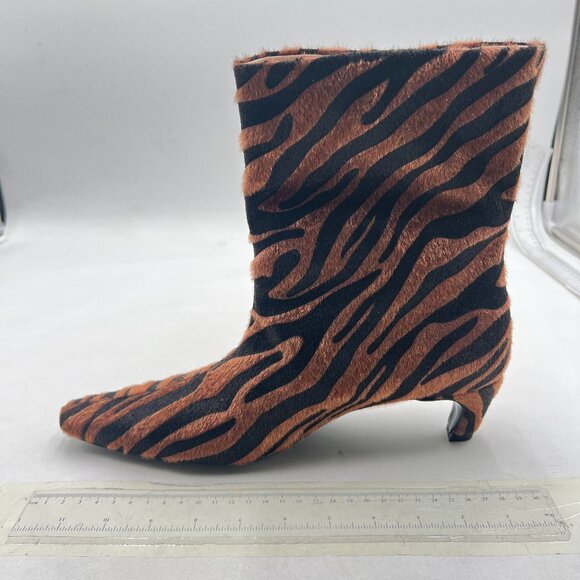 Black/Brown Suede Square Toe Comfort Kitten Low Heel Ankle Boots Pull On Booties - Picture 1 of 7